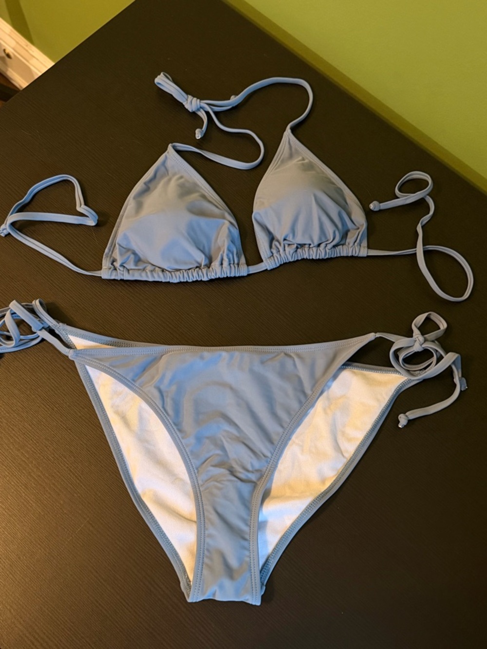 SHEIN Light Blue Triangle String Bikini Set